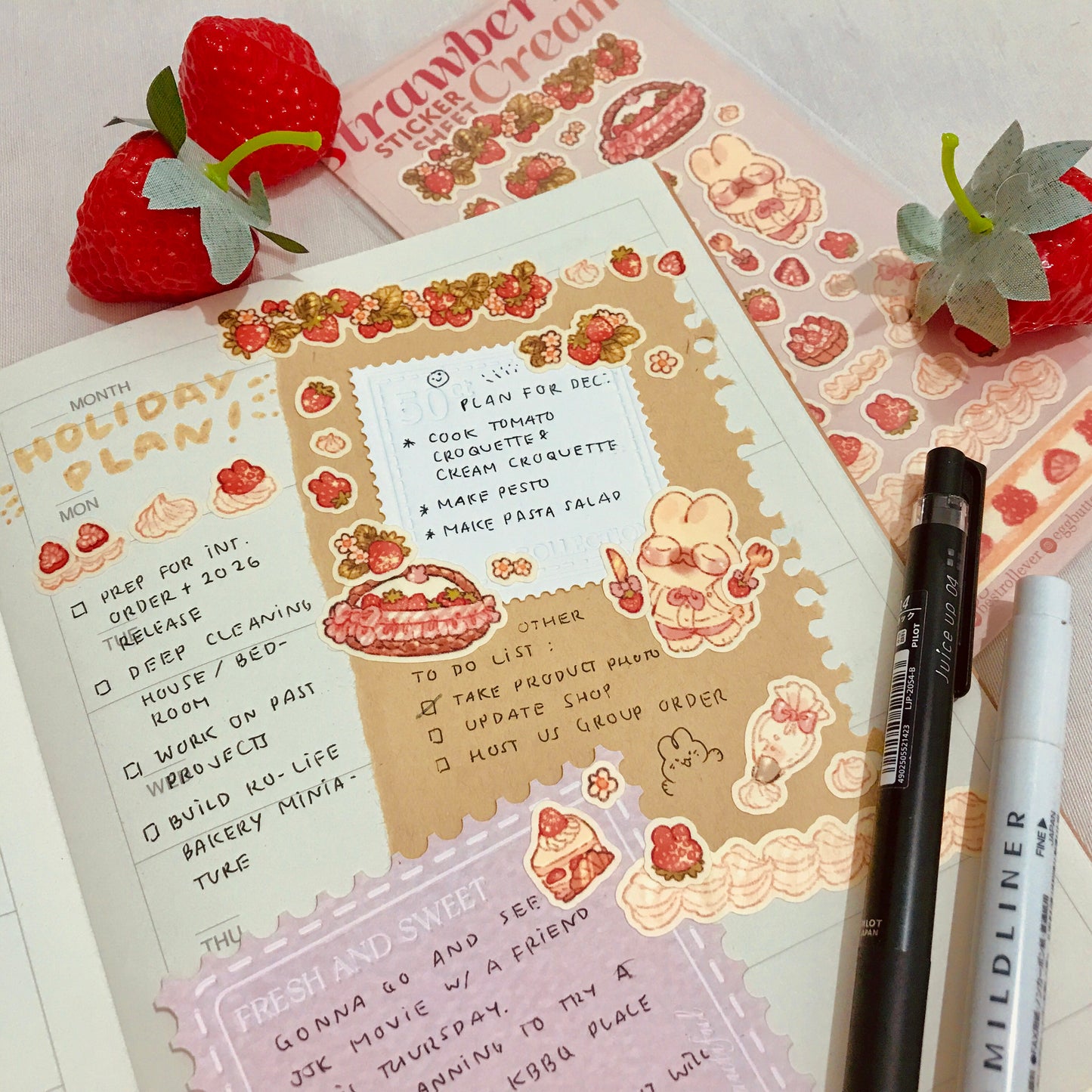 STRAWBERRY CREAM STICKER SHEET