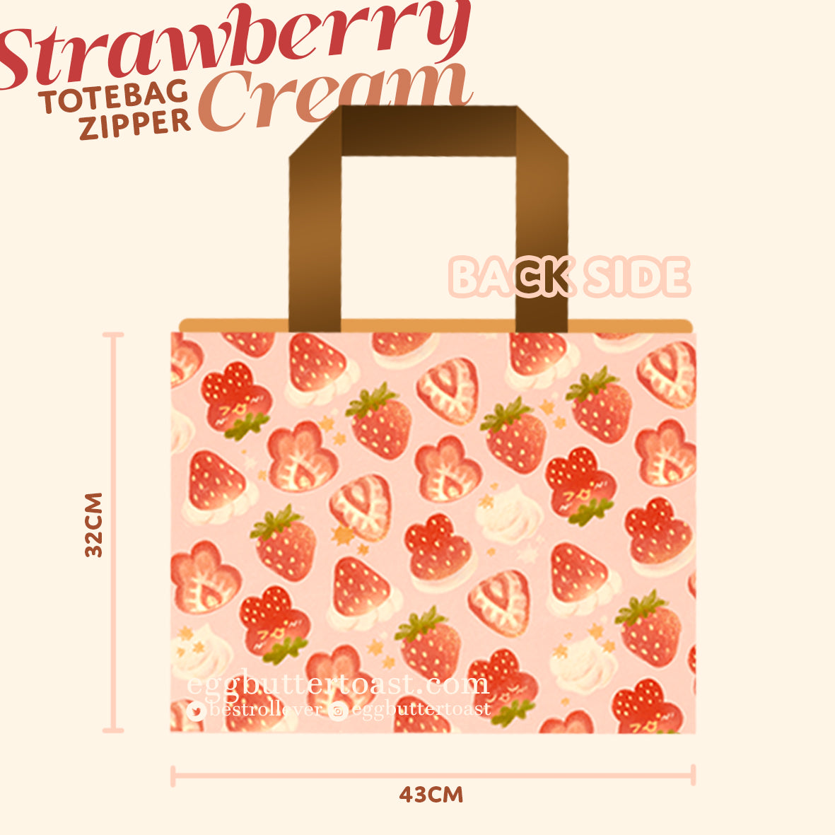 STRAWBERRY CREAM TOTEBAG