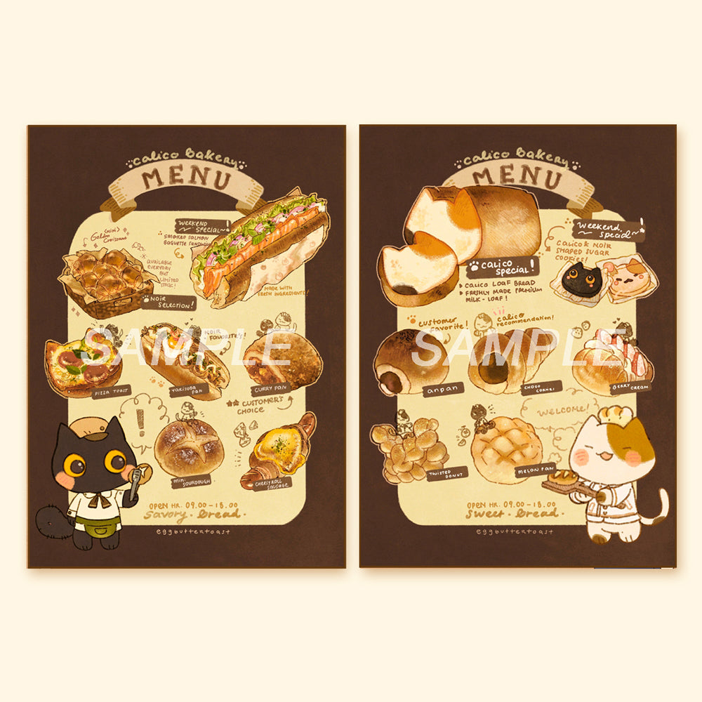 CALICO BAKERY MENU PRINTS