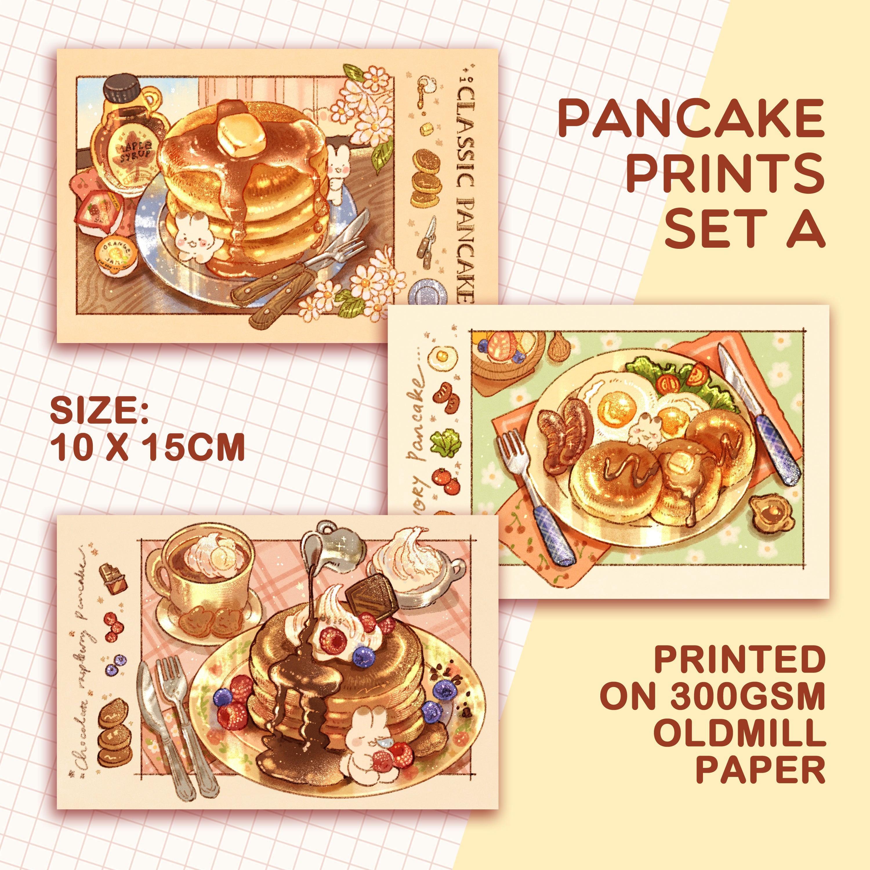 SET] pancake series prints – eggbuttertoast