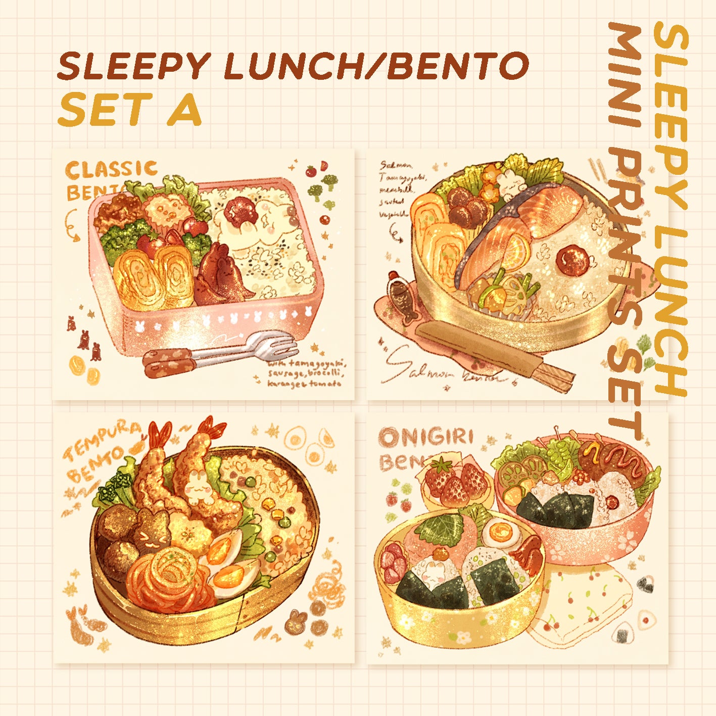 [SET] sleepy lunch prints
