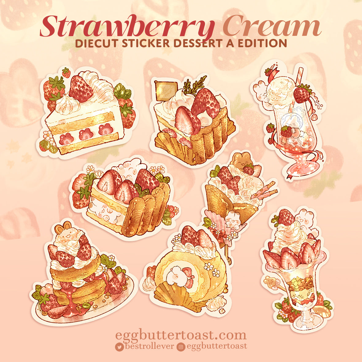 STRAWBERRY CREAM DIECUT STICKER A