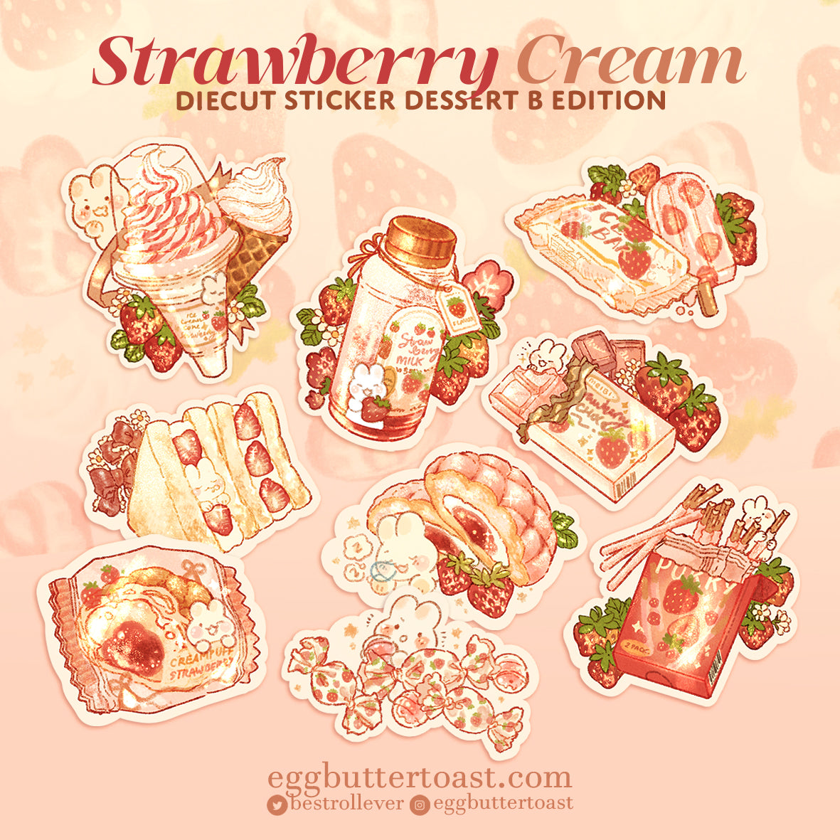 STRAWBERRY CREAM DIECUT STICKER B