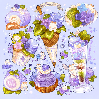 Hydrangea Dessert Bunny Sticker