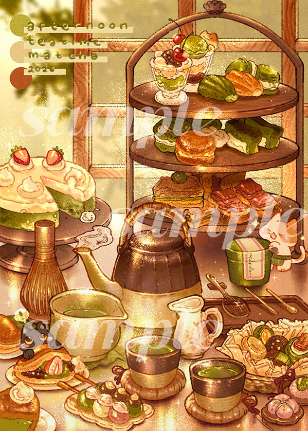 [SET] MATCHA TEATIME prints and sticker