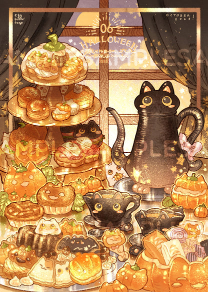 [SET] HALLOWEEN TEATIME prints and sticker