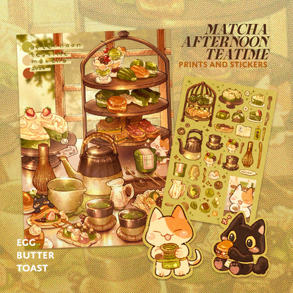 [SET] MATCHA TEATIME prints and sticker