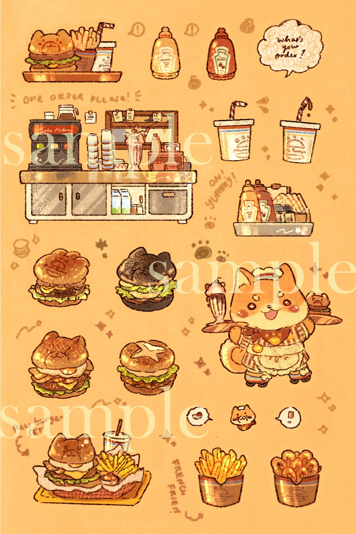 PAW BURGER STICKER SHEET SET