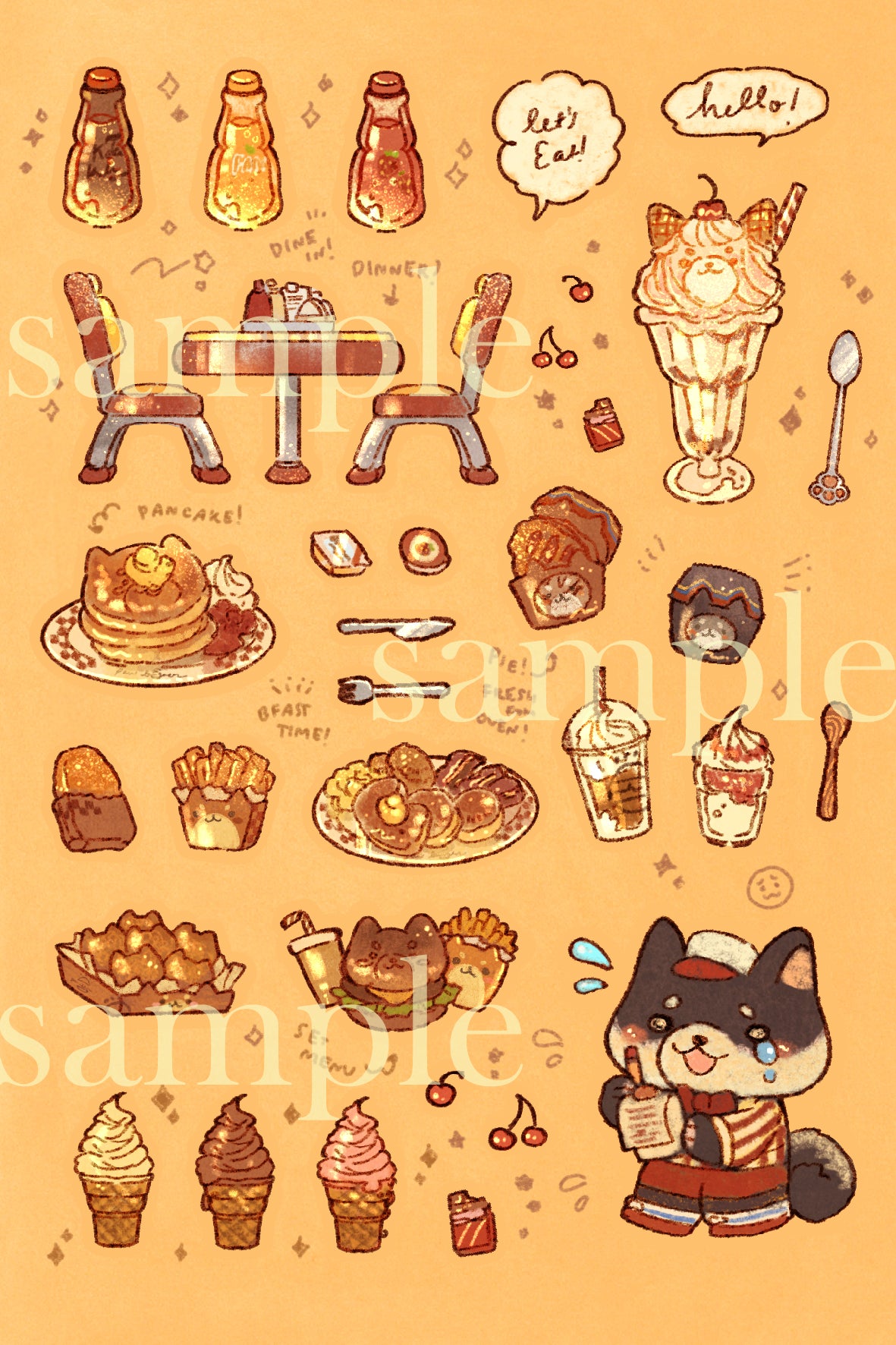 PAW BURGER STICKER SHEET SET