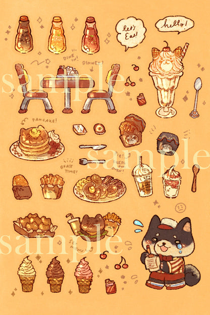 PAW BURGER STICKER SHEET SET