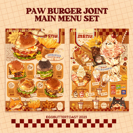 PAW BURGER MAIN MENU PRINTS SET