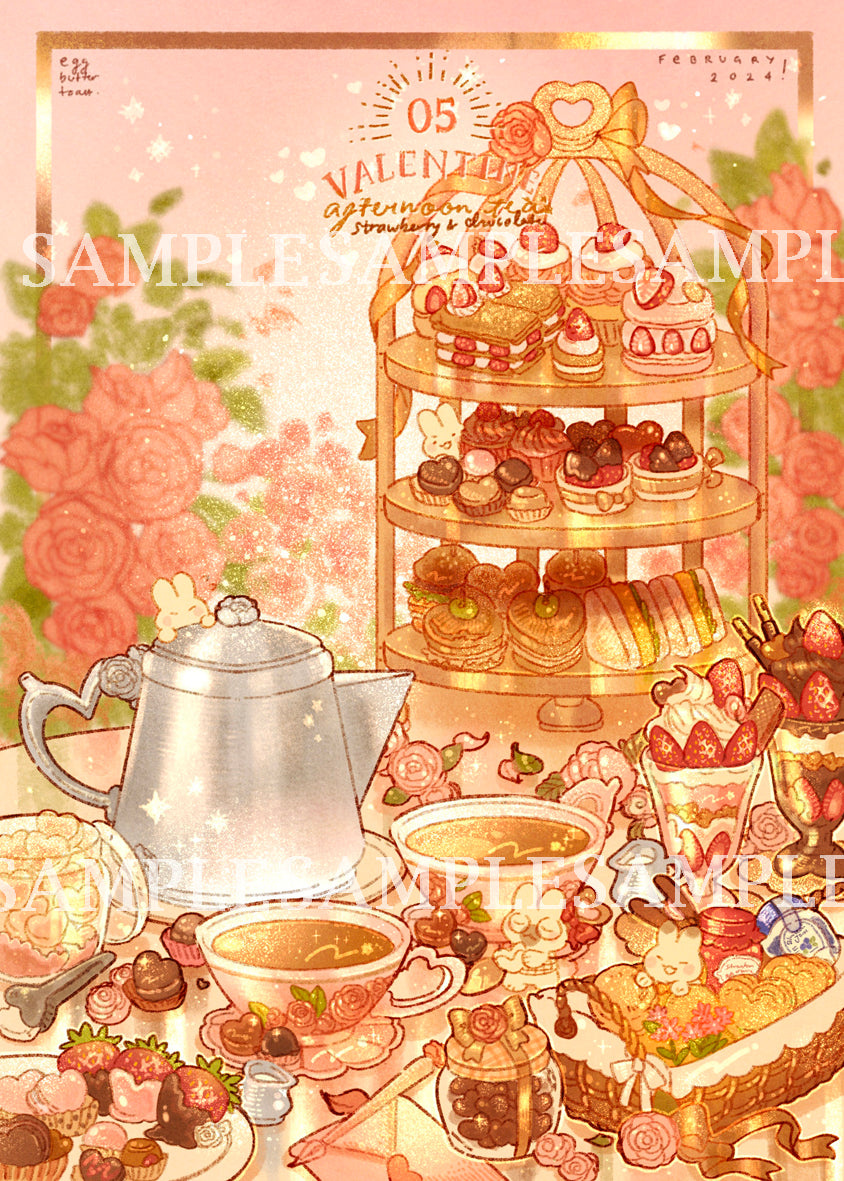 [SET] VALENTINE TEATIME prints and sticker