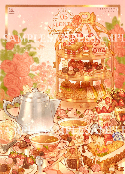 [SET] VALENTINE TEATIME prints and sticker