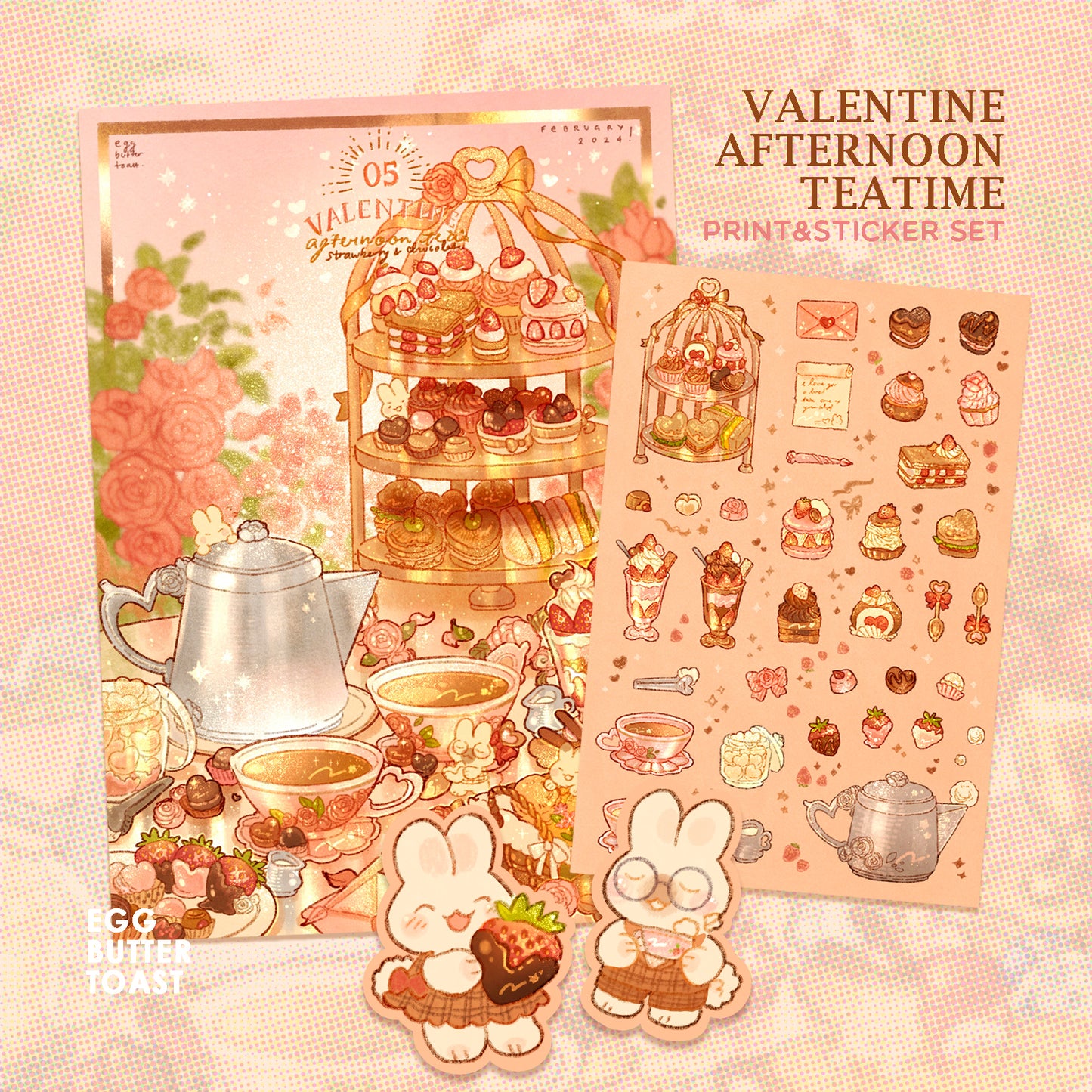 [SET] VALENTINE TEATIME prints and sticker