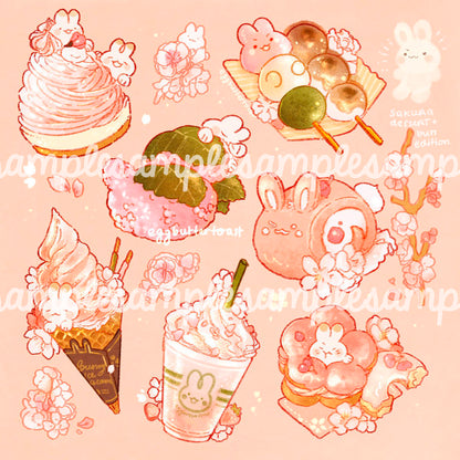 Sakura dessert bunny sticker