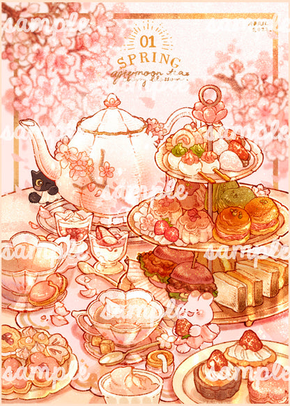 [SET] SPRING TEATIME prints and sticker