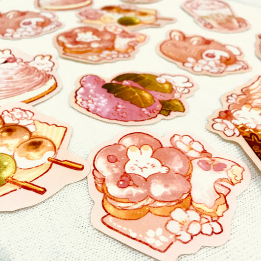 Sakura dessert bunny sticker