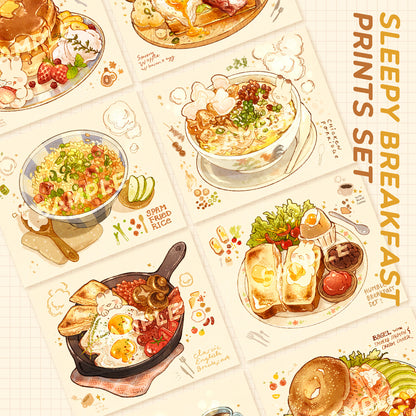 [SET] sleepy breakfast prints