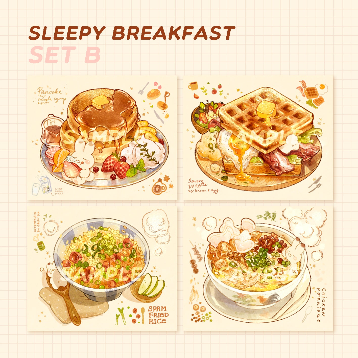 [SET] sleepy breakfast prints