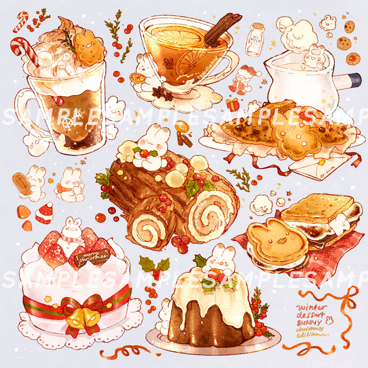 Winter Bunny Dessert Sticker