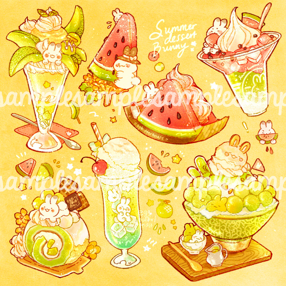 Summer Dessert Bunny Sticker