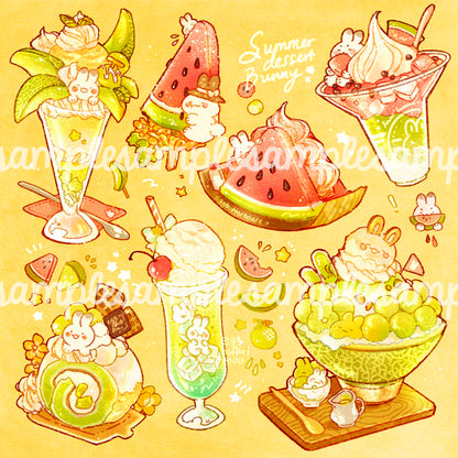 Summer Dessert Bunny Sticker