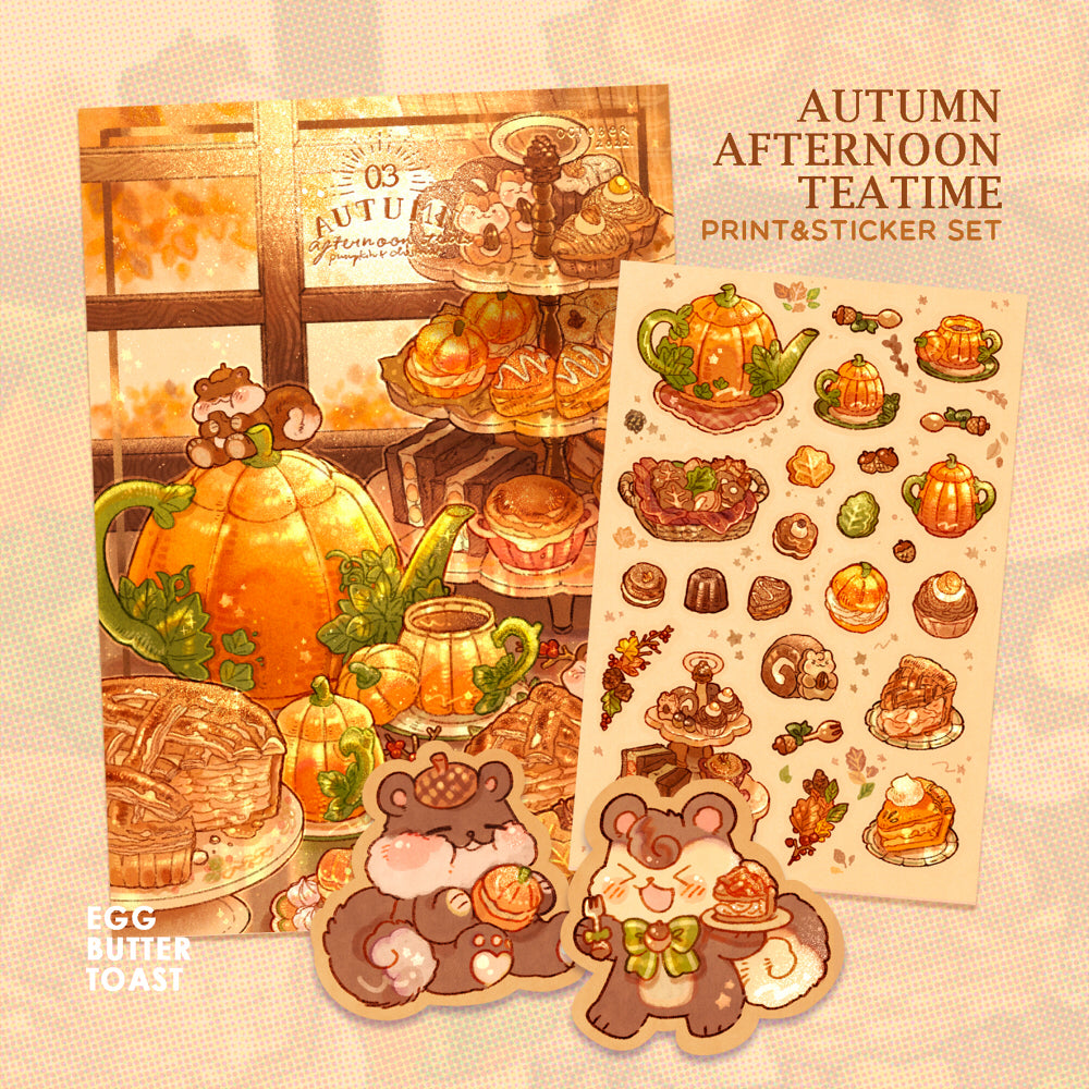 [SET] AUTUMN TEATIME prints and sticker