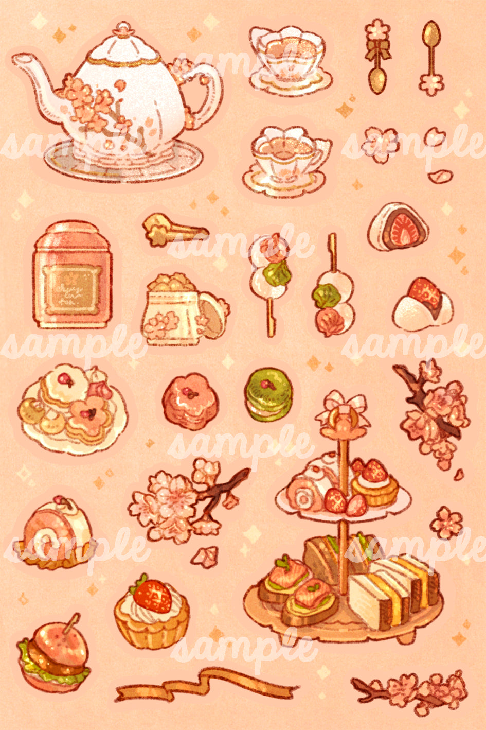 [SET] SPRING TEATIME prints and sticker