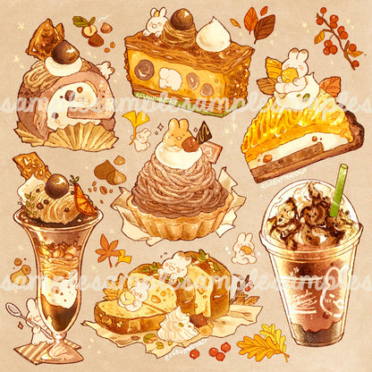 Autumn Dessert Bunny Sticker