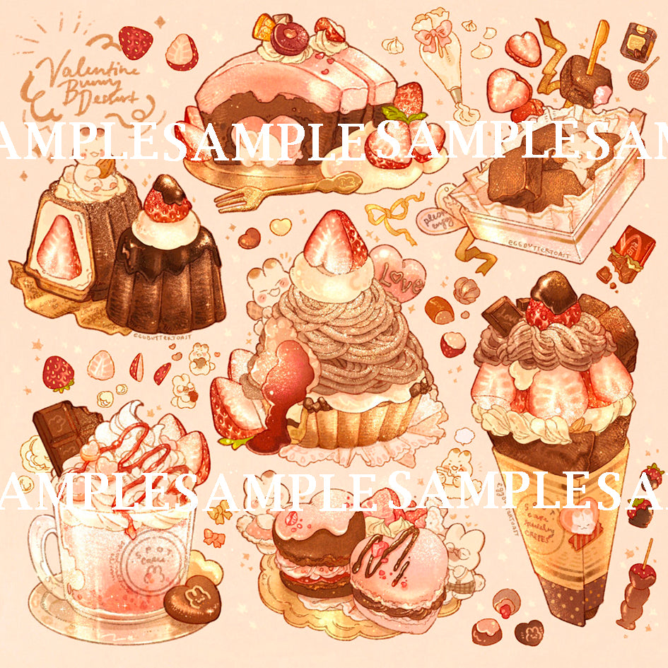 Valentine Dessert Bunny Sticker