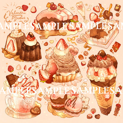 Valentine Dessert Bunny Sticker